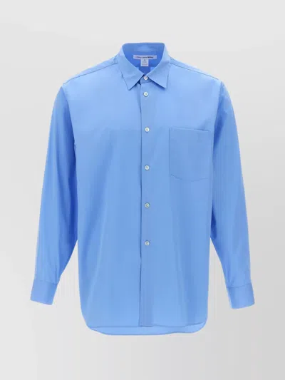 Comme Des Garçons Essential Shirt With Button Accents In Blue