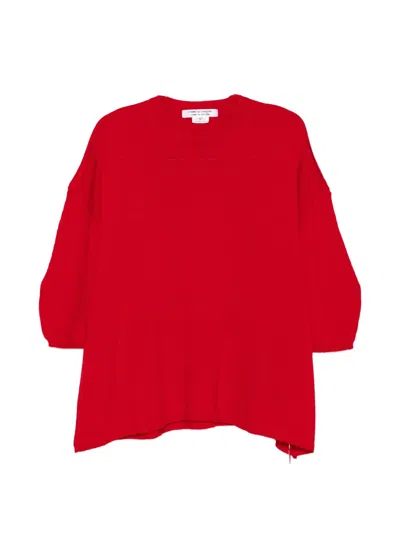 Comme Des Garçons Exposed-seam Sweater In Red