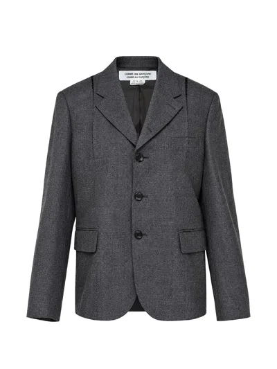 Comme Des Garçons Exposed-seam Wool Jacket In Gray