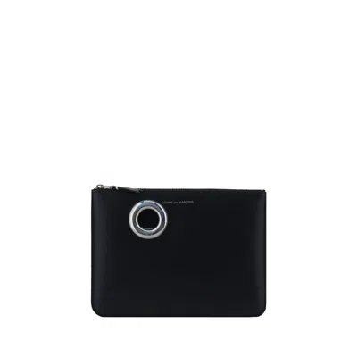 Comme Des Garçons Eyelet Coin Men's Purse In Black