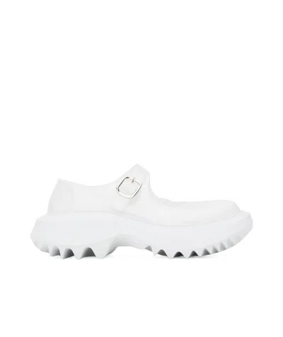 Comme Des Garçons Eyelet Flats In White