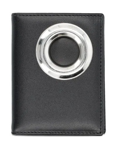 Comme Des Garçons Eyelet Leather Wallet In Black