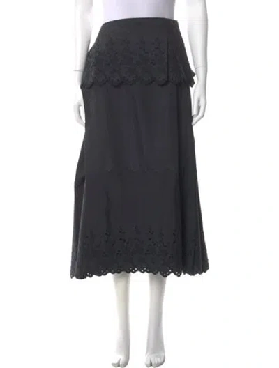 Pre-owned Comme Des Garçons Eyelet Trim Midi Length Skirt In Gray