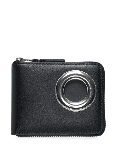 Comme Des Garçons Eyelet Zip-around Wallet In Black