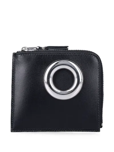 Comme Des Garçons Eyelet-embellished Leather Wallet In Black