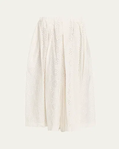 Comme Des Garçons Eyelet-embroidered Cotton Midi Skirt In Multi