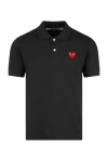 Comme Des Garçons Heart Logo Slim Fit Polo In Black