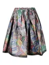 Comme Des Garçons Pleated Graphic Print Midi Skirt In Multicolour
