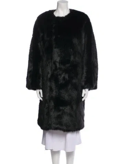 Pre-owned Comme Des Garçons Faux Fur Coat In Black