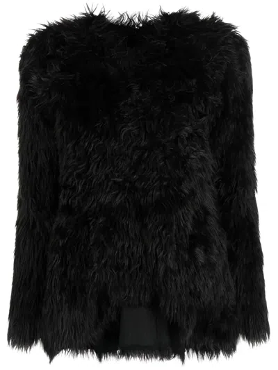 COMME DES GARÇONS FAUX-FUR LONG-SLEEVED TOP