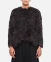Comme Des Garçons Soft Faux-fur Long-sleeved Top With High-low Hem In Black