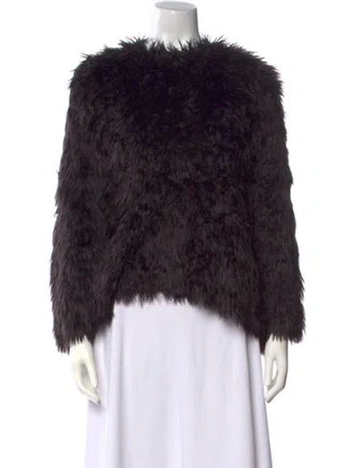 Pre-owned Comme Des Garçons Faux Fur Mock Neck Blouse In Black