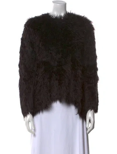 Pre-owned Comme Des Garçons Faux Fur Mock Neck Blouse W/ Tags In Black