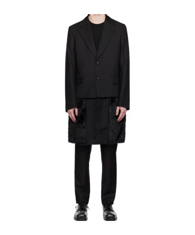 Comme Des Garçons Faux-fur Trim Single-breasted Coat