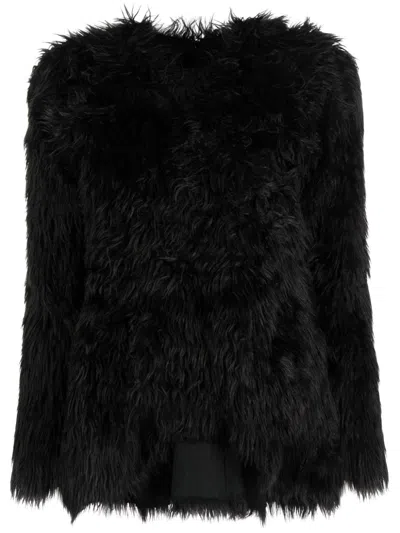 Comme Des Garçons Faux-fur T-shirt In Black