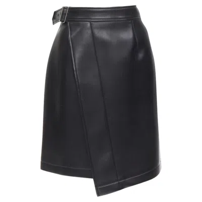 Comme Des Garçons Comme Des Garcons Faux Leather Silver Buckle Wrap Skirt In Black