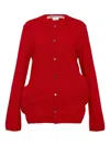 Comme Des Garçons Filling Worsted Wool Cardigan In Red