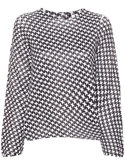 COMME DES GARÇONS COMME DES GARÇONS FINE RIBBED STAR PRINT ROUND NECK TOP