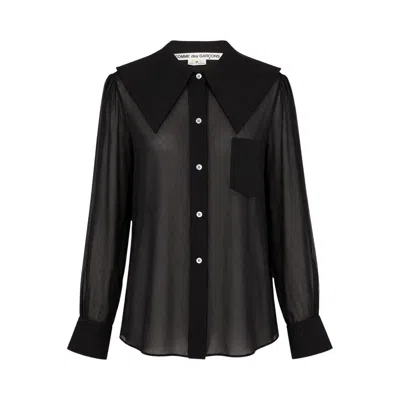 Pre-owned Comme Des Garçons Flap Shoulder Blouse 'black' | Women's Size M
