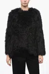 Comme Des Garçons Soft Faux-fur Long-sleeved Top With High-low Hem In Black