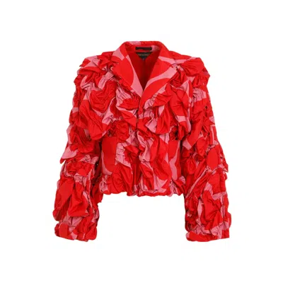 Comme Des Garçons Floral-appliqué Jacket In Red