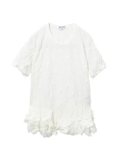 Comme Des Garçons Floral Appliqué Mesh T-shirt In White