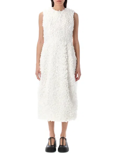 COMME DES GARÇONS COMME DES GARÇONS FLORAL-APPLIQUÉ MIDI DRESS