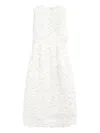 Comme Des Garçons White Tulle Flower Tape Embroidery Midi Dress In White