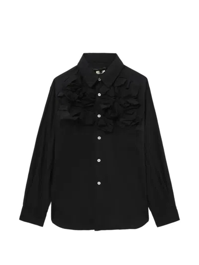 Comme Des Garçons Floral Button-down Shirt In Black