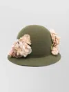 Comme Des Garçons Floral Embellished Wide Brim Hat In Green