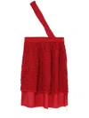 Comme Des Garçons Floral-embroidered Midi Skirt In Red