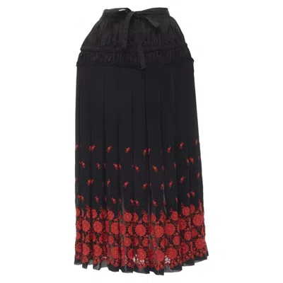 Comme Des Garçons Comme Des Garcons Floral Embroidered Peplum Crin Skirt In Black