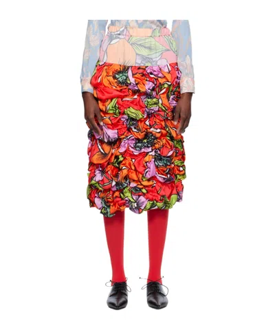 COMME DES GARÇONS FLORAL FLORAL MID-LENGTH SKIRT