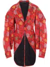 Comme Des Garçons Floral-jacquard Blazer In Red