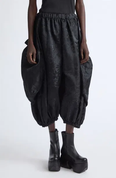 Comme Des Garçons Floral Jacquard Wide Leg Pants In Black