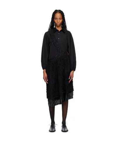 Comme Des Garçons Floral-lace High-waisted Skirt In Black