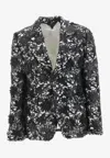 Comme Des Garçons Sheer Lace Overlay Jacket With Notched Lapels In Black