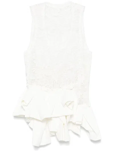 Comme Des Garçons Floral-lace Top In White