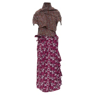 Comme Des Garçons Comme Des Garcons Floral Macrame Wrap Top Ruffle Skirt In Multi
