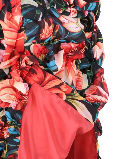 Comme Des Garçons Floral Midi Skirt In Multi
