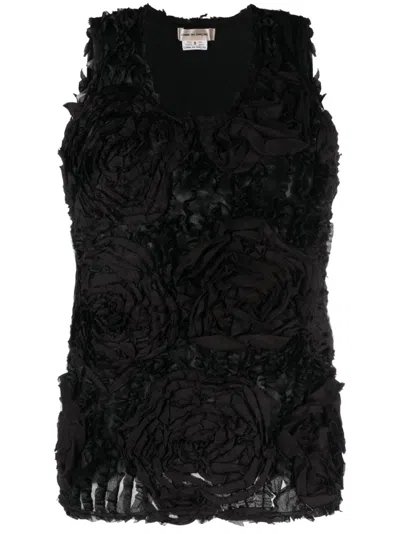 Comme Des Garçons Floral-motif Tank Top In Black
