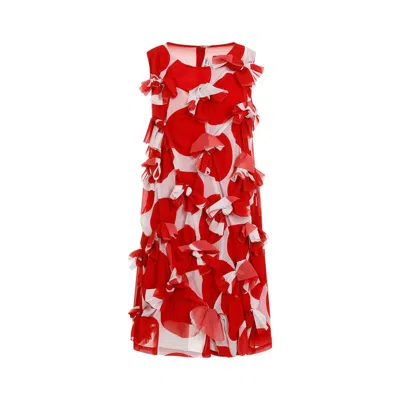 Comme Des Garçons Floral Patch Sleeveless Dress In Red