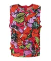 Comme Des Garçons Floral Pattern Round Collar Vest