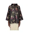 Comme Des Garçons Floral-print Mandarin-collar Blouse In Black