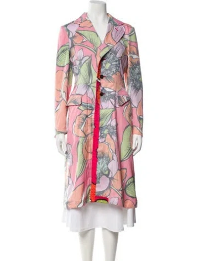 Pre-owned Comme Des Garçons Floral Print Coat In Pink
