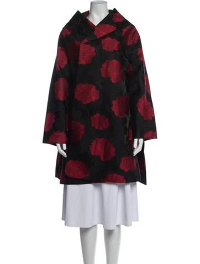 Pre-owned Comme Des Garçons Floral Print Coat In Red