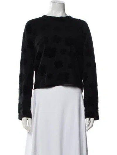 Pre-owned Comme Des Garçons Floral Print Crew Neck Top In Black