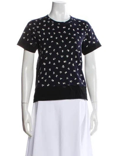 Pre-owned Comme Des Garçons Floral Print Crew Neck T-shirt In Black