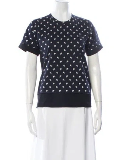 Pre-owned Comme Des Garçons Floral Print Crew Neck T-shirt In Blue