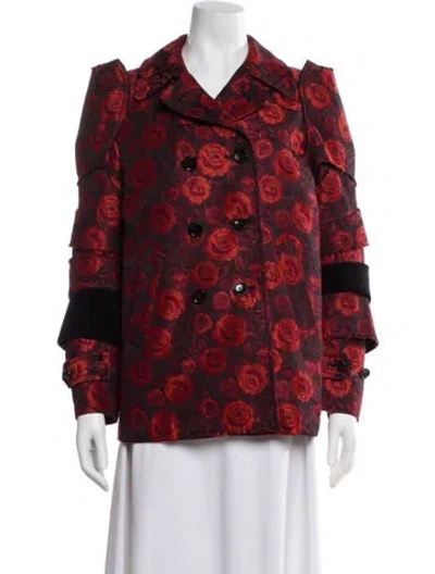 Pre-owned Comme Des Garçons Floral Print Evening Jacket In Red